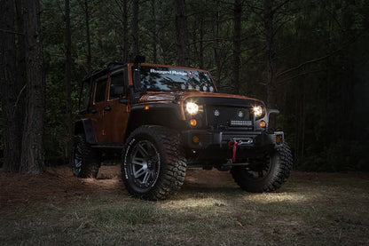 Rugged Ridge 07-18 Jeep Wrangler JK White 4-Piece LED Rock Light Kit w/ Harness Rugged Ridge Light Bars & Cubes