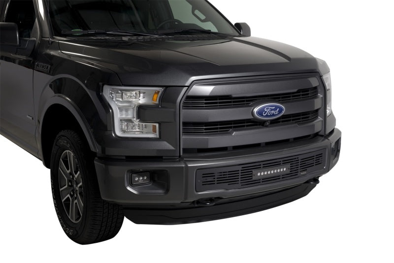 Putco 15-17 Ford F-150 - SS Black Bar Design w/10in Luminix Light Bar Bumper Grille Inserts