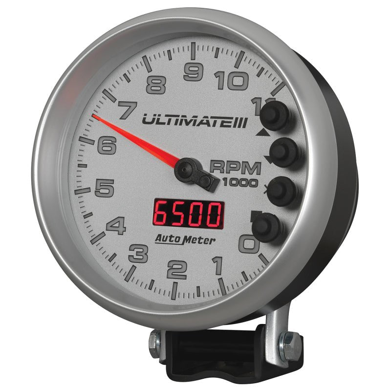 Autometer 5 inch Ultimate III Playback Tachometer 11000 RPM - Silver AutoMeter Performance Monitors