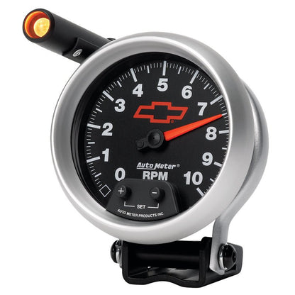 Autometer GM Red Bowtie Black 3-3/4in 0-10000 RPM Pedestal Mount Tachometer Quick-Lite AutoMeter Gauges