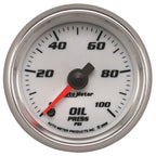 Autometer Pro-Cycle Gauge Oil Pressure 2 1/16in 100psi Digital Stepper Motor White AutoMeter Gauges