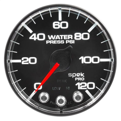 Autometer Spek-Pro Gauge Water Press 2 1/16in 120psi Stepper Motor W/Peak & Warn Blk/Chrm AutoMeter Gauges