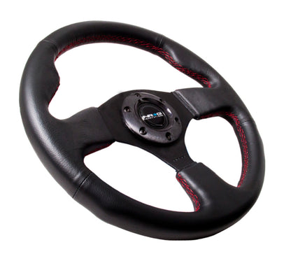 NRG Reinforced Steering Wheel (320mm) Leather w/Red Stitch