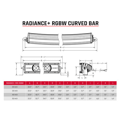 Rigid Industries Radiance+ Curved 20in. RGBW Light Bar