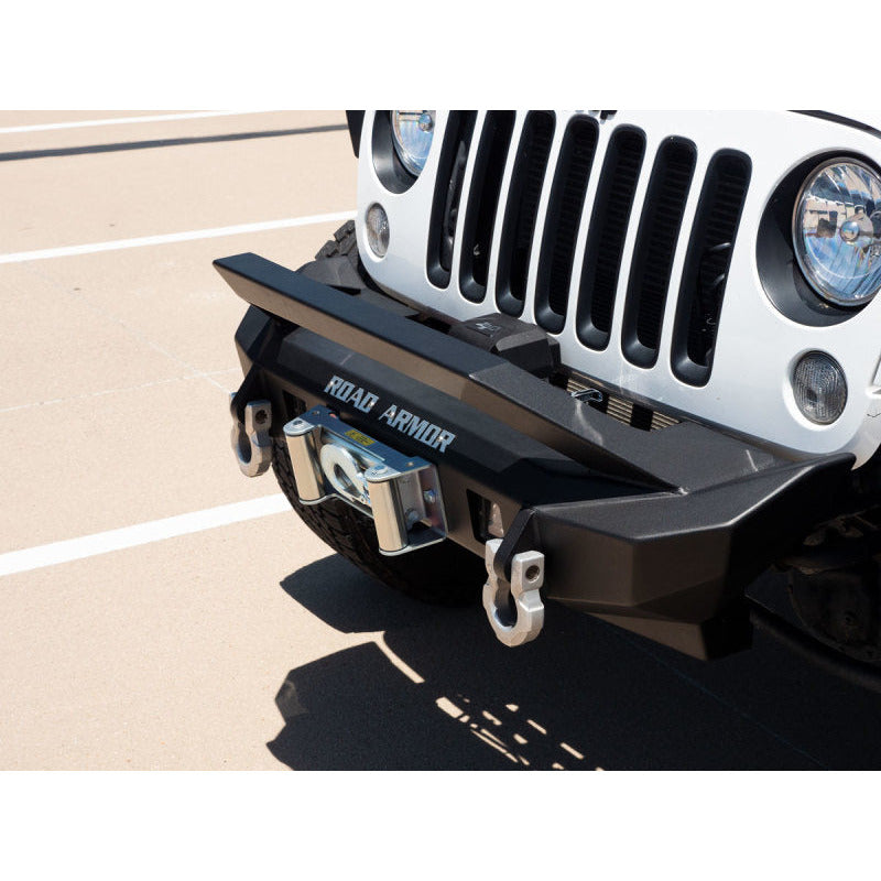 Road Armor 07-18 Jeep Wrangler JK Stealth Front Winch Bumper w/Bar Guard Mid Width - Tex Blk Road Armor Bumpers - Steel