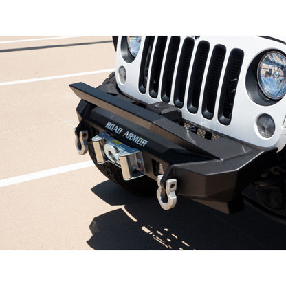 Road Armor 07-18 Jeep Wrangler JK Stealth Front Winch Bumper w/Bar Guard Mid Width - Tex Blk Road Armor Bumpers - Steel