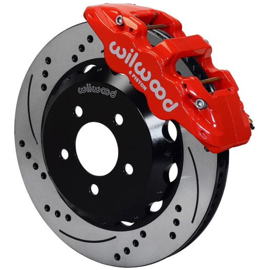 Wilwood AERO6 Front Hat Kit 15.00 Drilled Red 2016-Up Camaro w/Lines Wilwood Big Brake Kits