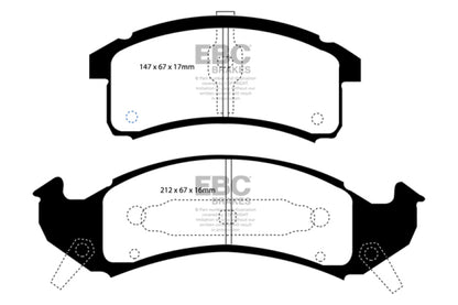 EBC 92-93 Buick Le Sabre (FWD) 3.8 Redstuff Front Brake Pads