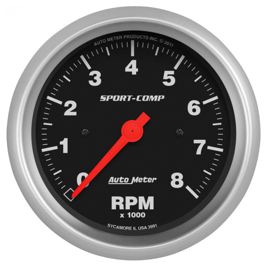 Autometer Sport-Comp 3-3/8 inch 8000 RPM Electronic In Dash Tach AutoMeter Gauges