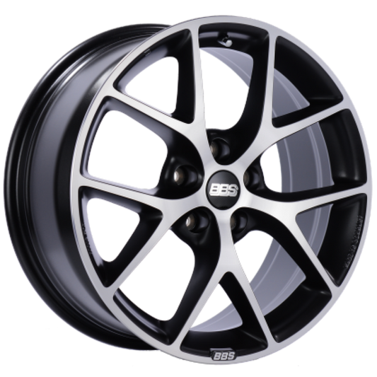 BBS SR 17x7.5 5x100 ET37 Satin Black Diamond Cut Face Wheel -70mm PFS/Clip Required