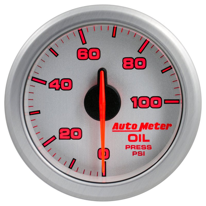 Autometer Airdrive 2-1/6in Oil Pressure Gauge 0-100 PSI - Silver AutoMeter Gauges