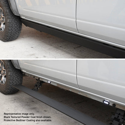 RealTruck 07-14 Chevrolet Silverado 1500 CC 4dr VoltStep Electric Running Board Kit - Bedliner Coat.