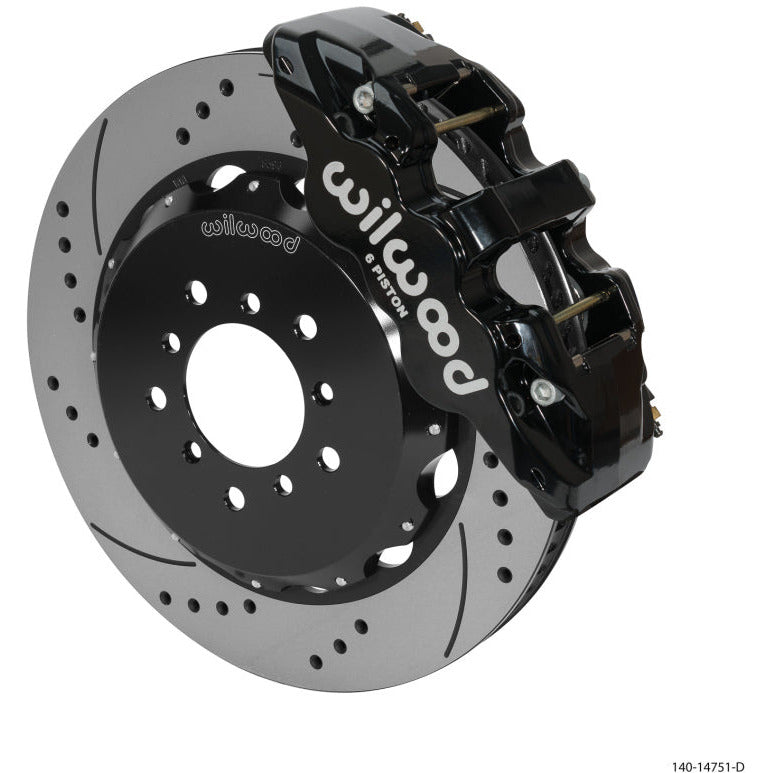 Wilwood AERO6 Front Hat Kit 14.00 Drilled Black 00-06 BMW M3 E46 w/Lines Wilwood Big Brake Kits