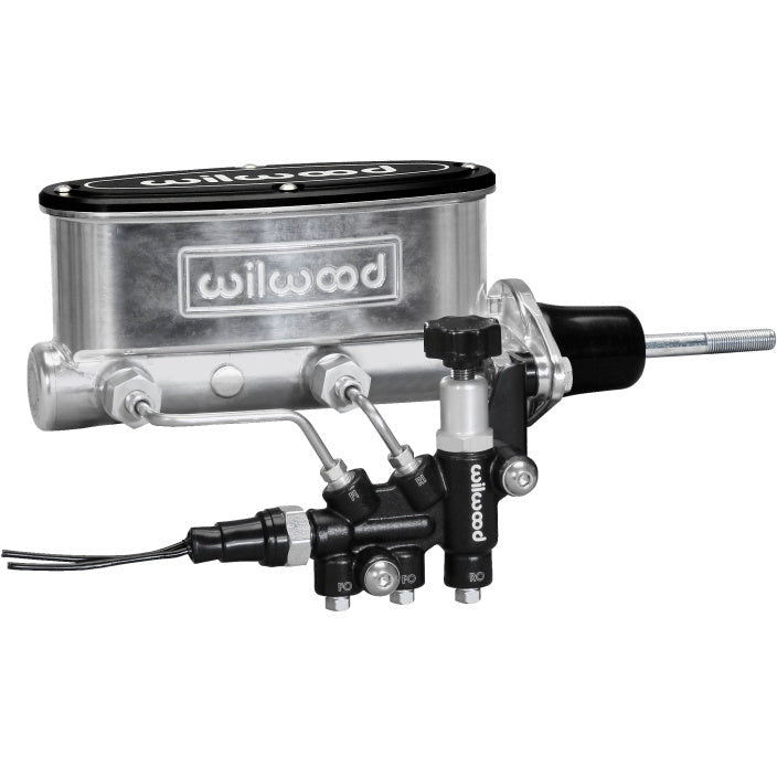 Wilwood HV Tandem M/C Kit w L/H Bracket & Prop Valve - 7/8in Bore Ball Burnished-W/Pushrod Wilwood Brake Master Cylinder