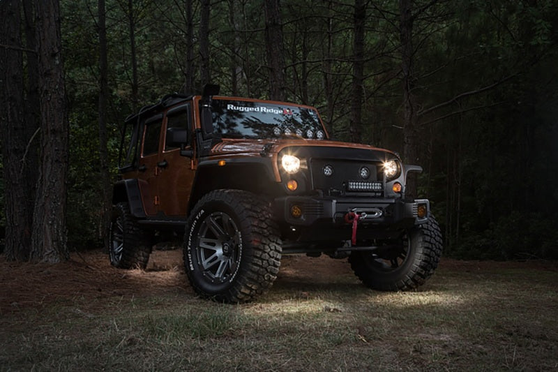 Rugged Ridge 07-18 Jeep Wrangler JK White 4-Piece LED Rock Light Kit Rugged Ridge Light Bars & Cubes