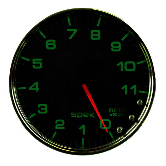 Autometer Spek-Pro Gauge Tachometer 5in 11K Rpm W/Shift Light & Peak Mem Black/Chrome AutoMeter Gauges