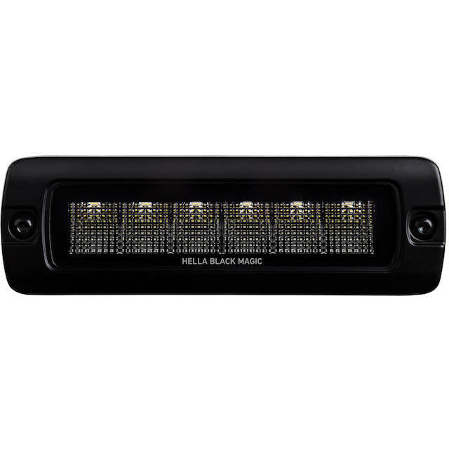 Hella Universal Black Magic 6 L.E.D. Flush Mount Mini Light Bar - Flood Beam Hella Fog Lights