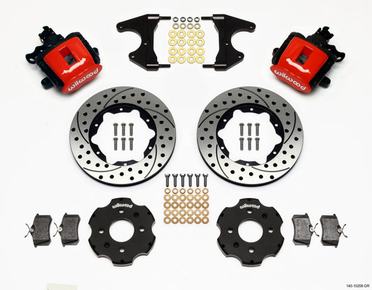 Wilwood Combination Parking Brake Rear Kit 11.00in Drilled Red Civic / Integra Drum 2.46 Hub Offset