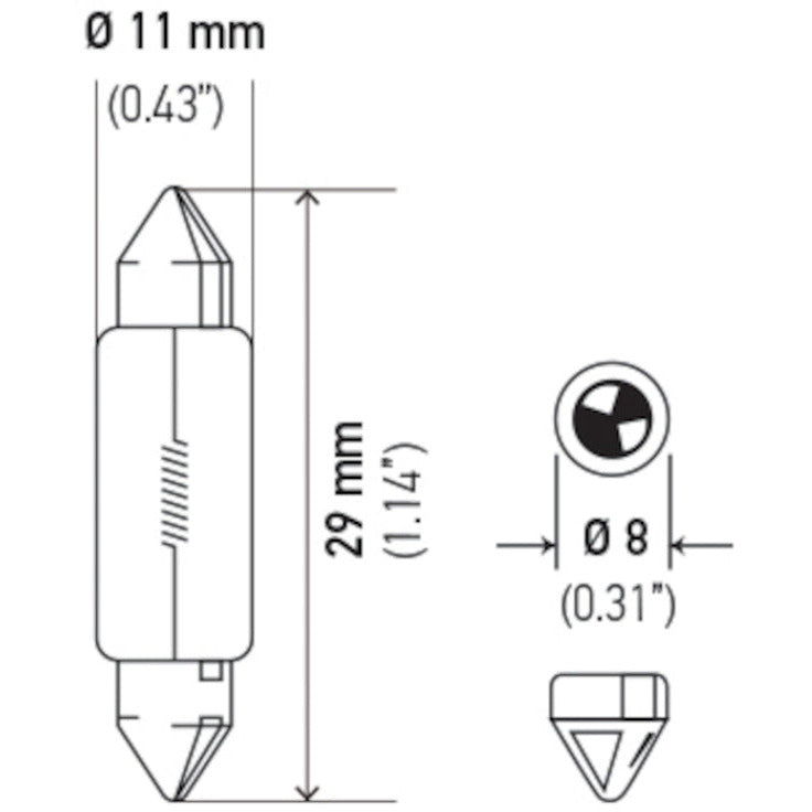 Hella Bulb 6430 24V 3W SV7-8 T2.5 8x29mm Hella Bulbs