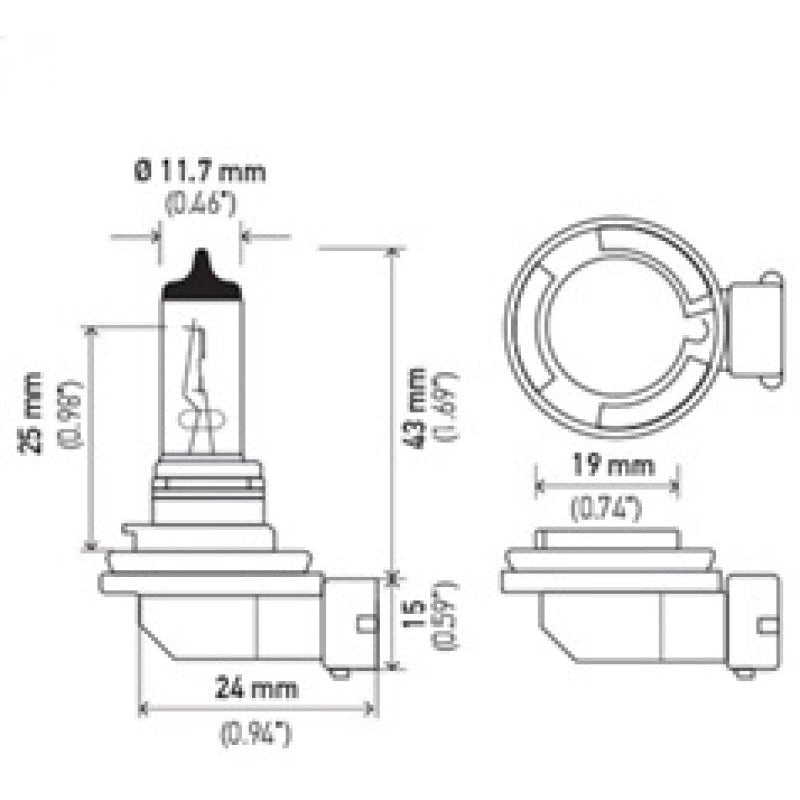 Hella Bulb H11 12V 55W PGJ19-2 T4 LONG LIFE Hella Bulbs