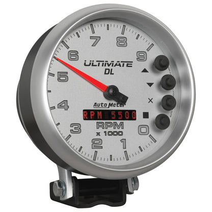 AutoMeter Gauge Tach 5in. 9K RPM Pedestal Datalogging Ultimate Dl Playback Silver AutoMeter Performance Monitors