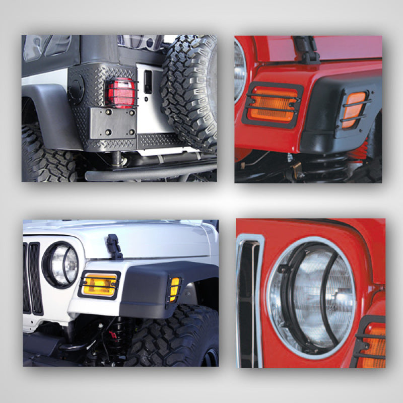 Rugged Ridge Euro Guard Light Kit 97-06 Jeep Wrangler TJ Rugged Ridge Light Covers and Guards