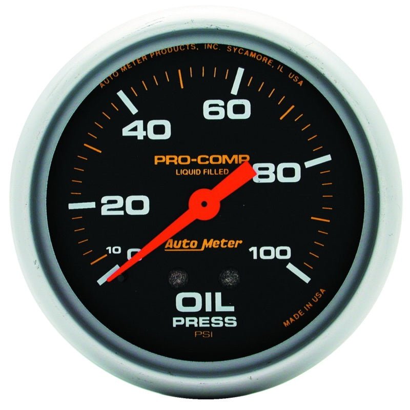 Autometer Liquid Filled Mechanical 66.7mm 0-100 PSI Oil Pressure Gauge AutoMeter Gauges