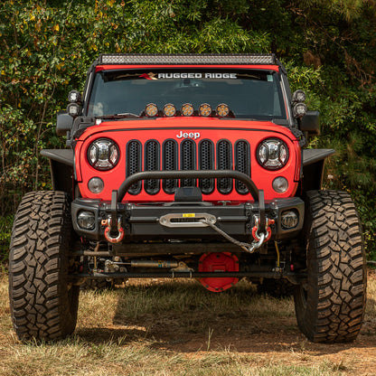 Rugged Ridge Arcus Front Bumper Tube Overrider Black JK Rugged Ridge Bumpers - Steel