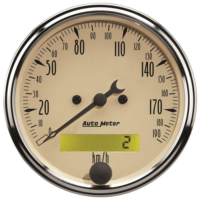 Autometer Antique Beige 5-Gauge Kit 3-1/8in Electrical Speedometer 190KPH AutoMeter Gauges