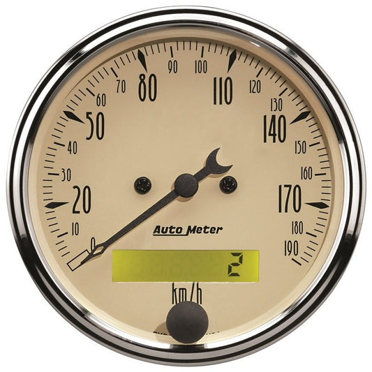 Autometer 3-1/8in 0-190km/h Antique Beige Elec. Programmable Speedometer AutoMeter Gauges