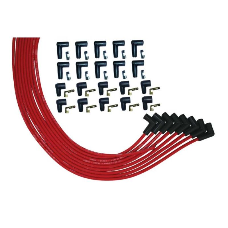 Moroso V8 Universal 90 Deg Plug HEI And Non-HEI Ultra Spark Plug Wire Set - Red