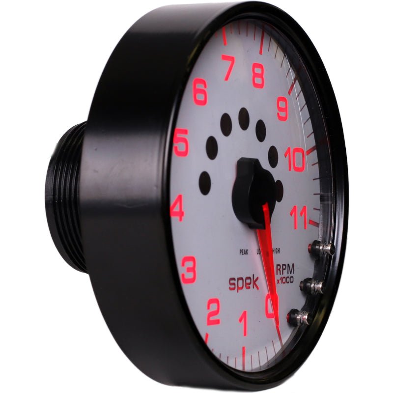 Autometer Spek-Pro Gauge Tachometer 5in 11K Rpm W/Shift Light & Peak Mem White/Black AutoMeter Gauges