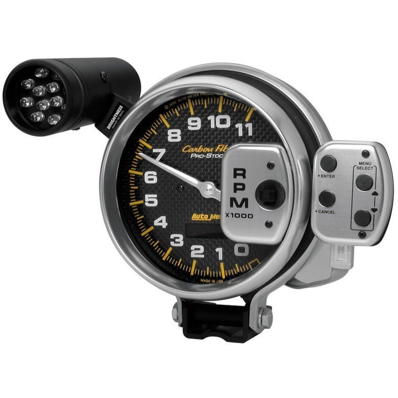 Autometer Carbon Fiber 5 inch 11000 RPM ProStock/Memory Tachometer AutoMeter Gauges