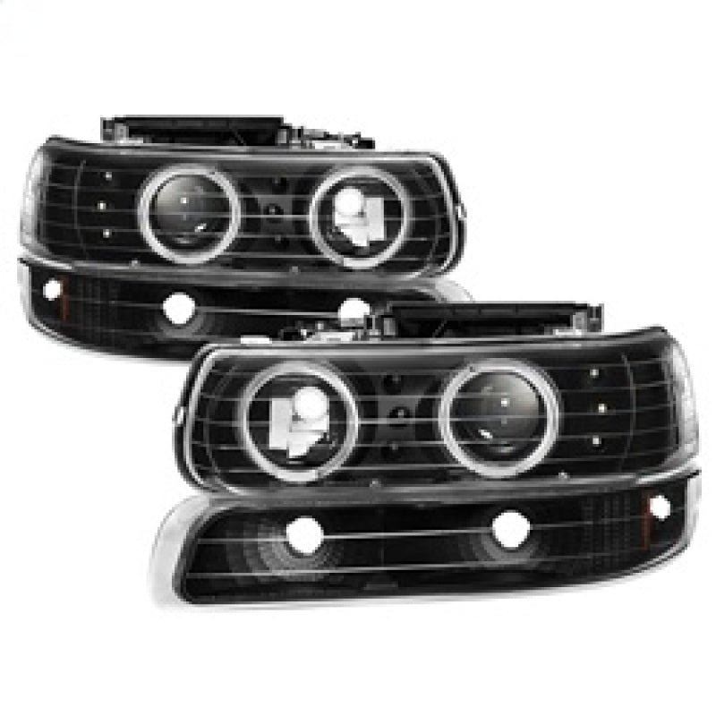 xTune Chevy Silverado 1500/2500 99-02 Bumper Projector Headlights - LED - Black PRO-JH-CSIL99-SET-BK