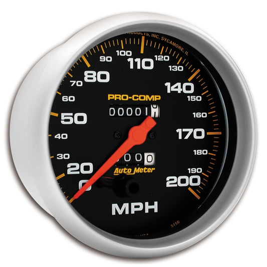 AutoMeter Gauge Speedometer 5in. 200MPH Mechanical Pro-Comp AutoMeter Gauges