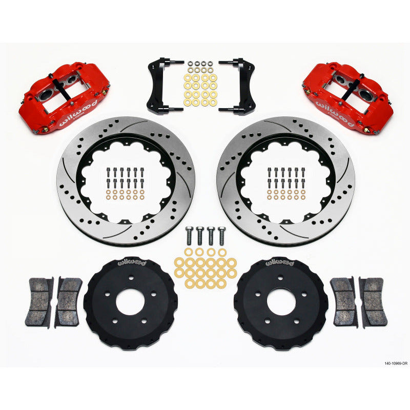 Wilwood Narrow Superlite 6R Front Hat Kit 14.00in Drill Red Backdraft Cobra (BMW E36 Based) Wilwood Big Brake Kits