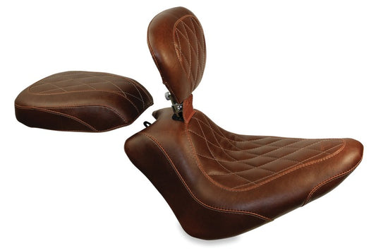 Mustang 11-13 Harley Blackline,12-17 Slim/Slim S Wide Tripper Solo Seat - Distessed Brown