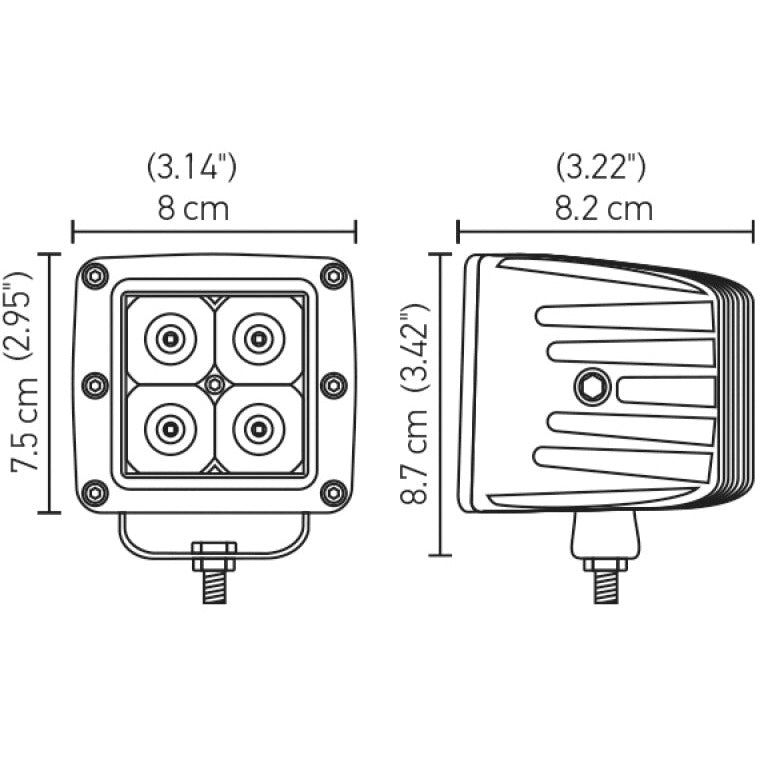 Hella HVF Cube 4 LED Off Road Kit - 3.1in 2X12W Hella Light Bars & Cubes