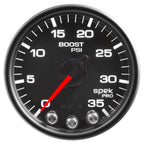 Autometer Spek-Pro Gauge Boost 2 1/16in 35psi Stepper Motor W/Peak & Warn Black/Black AutoMeter Gauges