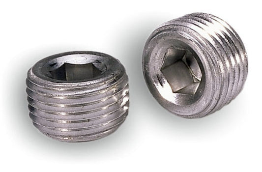 Moroso Pipe Plugs - 1/2in NPT Thread - 3/8in Hex Socket Drive - Aluminum - 2 Pack