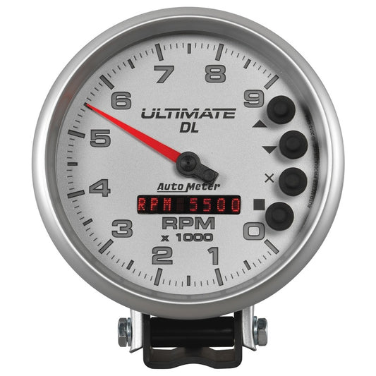 AutoMeter Gauge Tach 5in. 9K RPM Pedestal Datalogging Ultimate Dl Playback Silver AutoMeter Performance Monitors