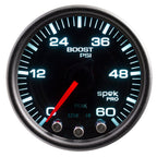 Autometer Spek-Pro Gauge Boost 2 1/16in 60psi Stepper Motor W/Peak & Warn Blk/Smoke/Black AutoMeter Gauges