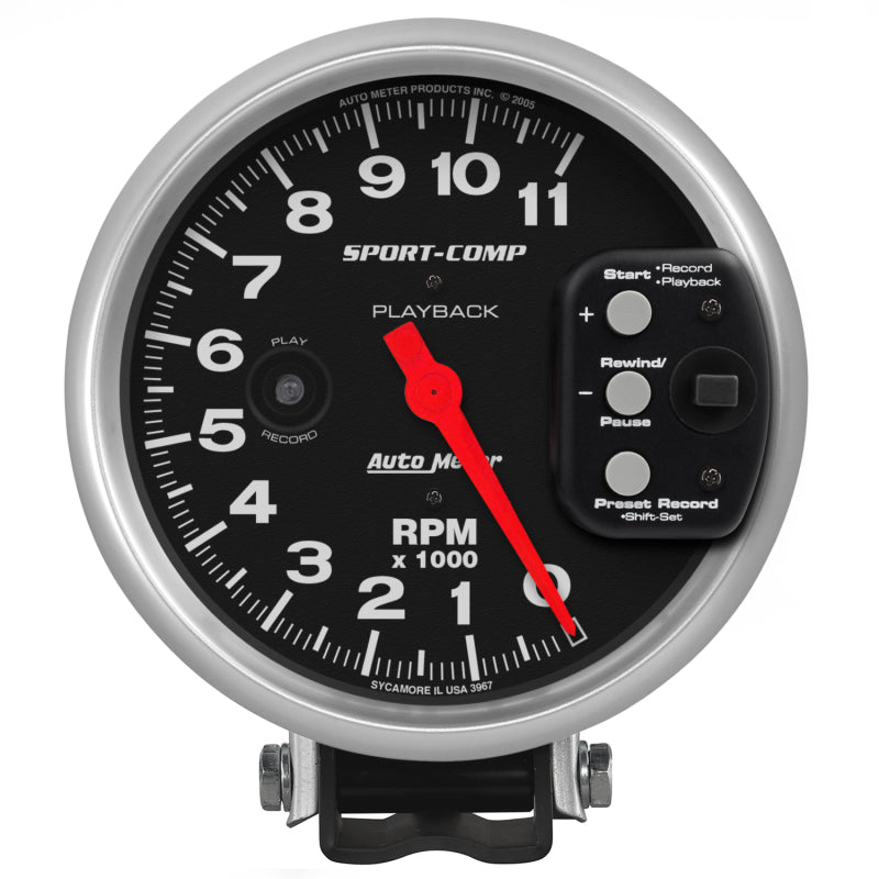 Autometer Sport-Comp Tachometer 5in 11K RPM Pedestal with RPM playback AutoMeter Gauges