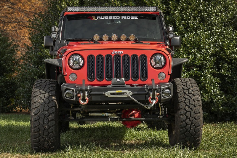 Rugged Ridge 07-18 Jeep Wrangler JK Arcus Front Bumper Set w/Tray & Hooks Rugged Ridge Bumpers - Steel