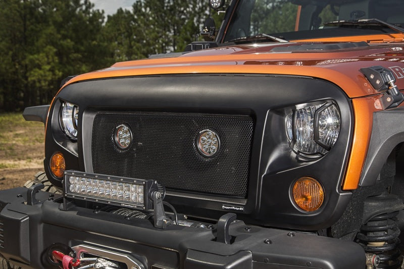 Rugged Ridge 07-18 Jeep Wrangler JK/JKU Textured Black Elite Headlight Euro Guards Rugged Ridge Light Covers and Guards