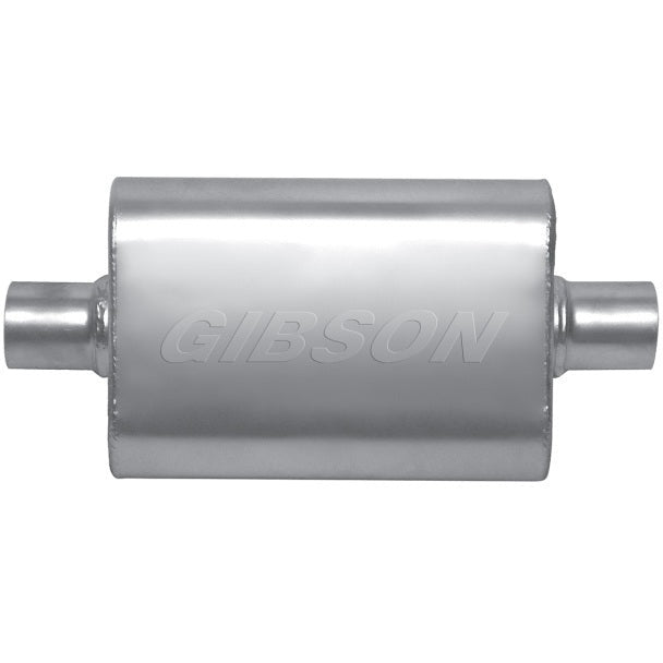 Gibson MWA Superflow Center/Center Oval Muffler - 4x9x14in/2.25in Inlet/2.25in Outlet - Stainless Gibson Muffler