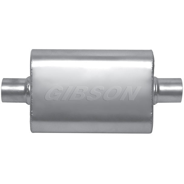 Gibson MWA Superflow Center/Center Oval Muffler - 4x9x14in/3in Inlet/3in Outlet - Stainless Gibson Muffler