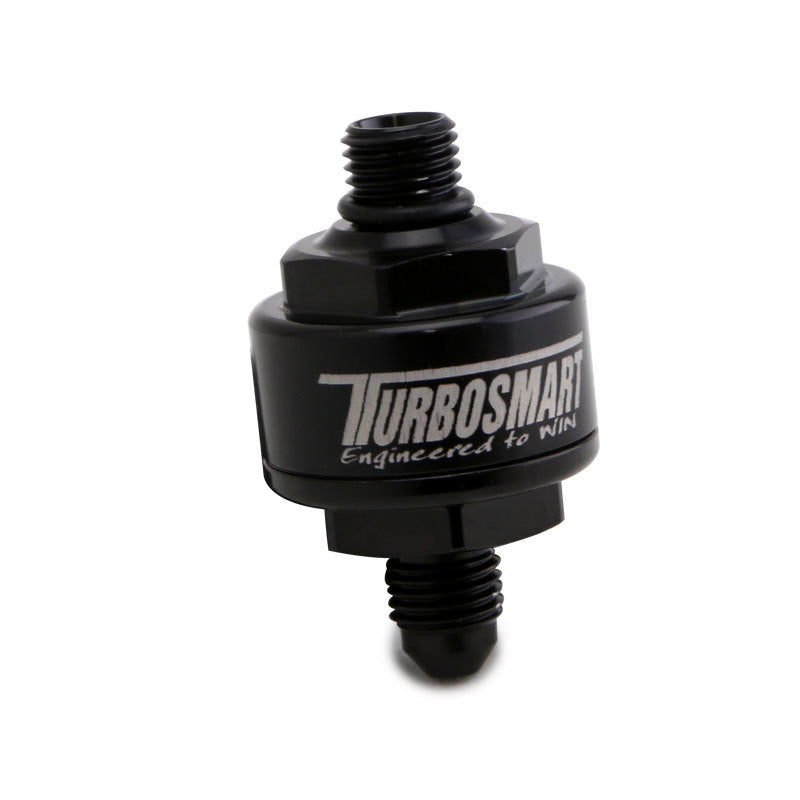 Turbosmart Billet Turbo Oil Feed Filter w/ 44 Micron Pleated Disc AN-4 Male to AN-4 ORB- Black Turbosmart Oil Filter Other