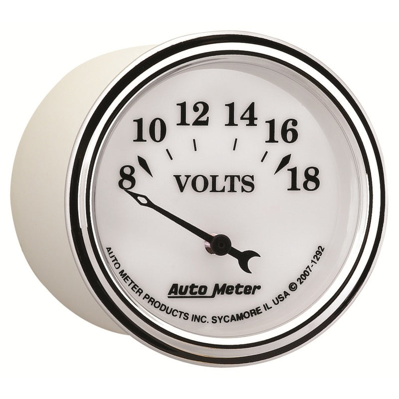 AutoMeter Gauge Voltmeter 2-1/16in. 18V Elec Old Tyme White II AutoMeter Gauges