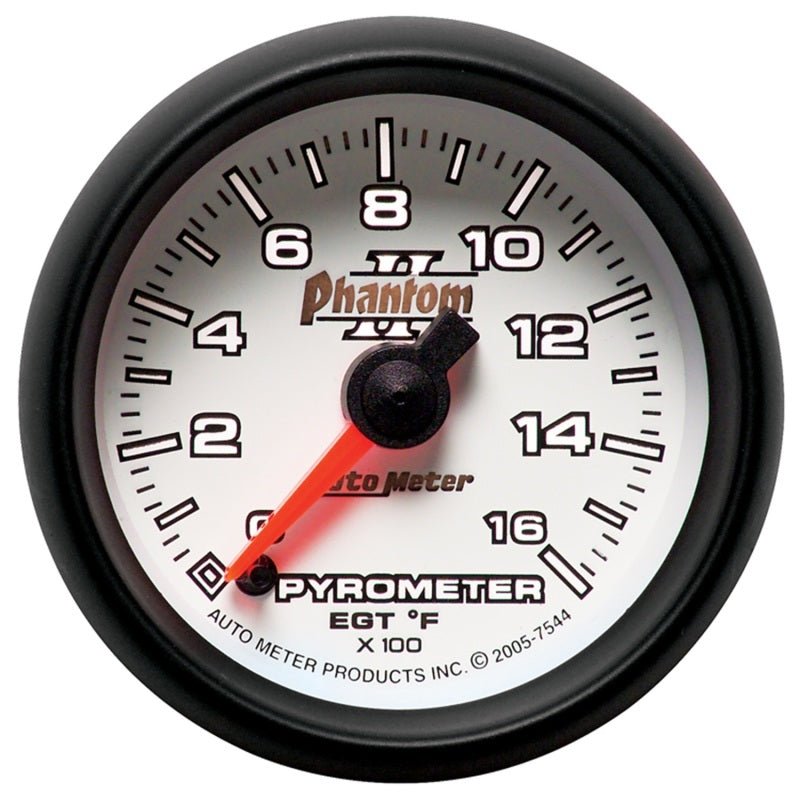 Autometer Phantom II 52.4mm Full Sweep Electronic 0-1600 Def F EGT/Pyrometer Gauge AutoMeter Gauges
